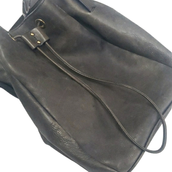 ❌SOLD❌5.95 Shipping - Anthropologie Miss Albright Torrie Gray Leather Bucket Bag - Picture 14 of 15
